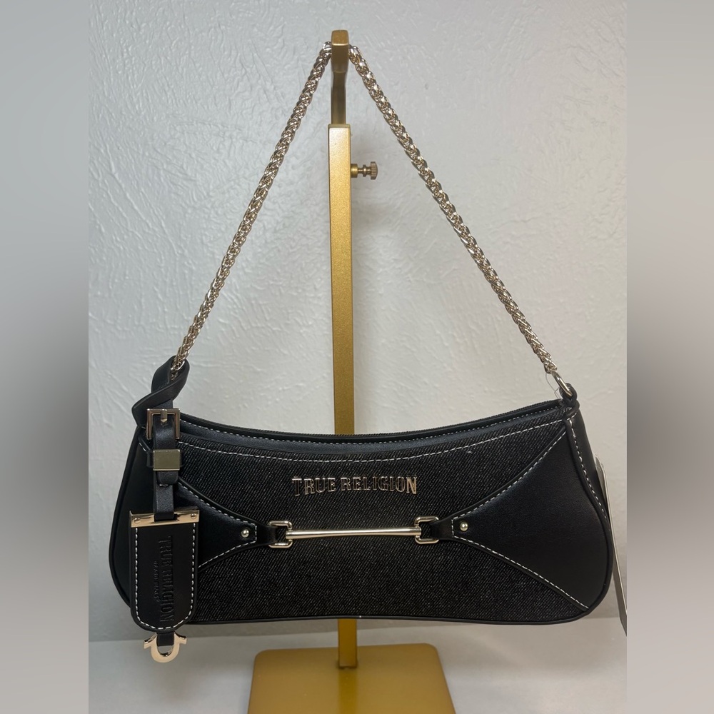 Designer True Religion Stonewash Denim Blue Purse NWT